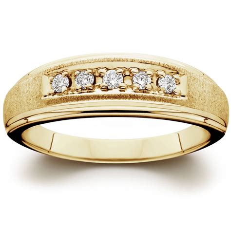 Mens 1/6ct 14K Yellow Gold Diamond Wedding Ring Band - Walmart.com