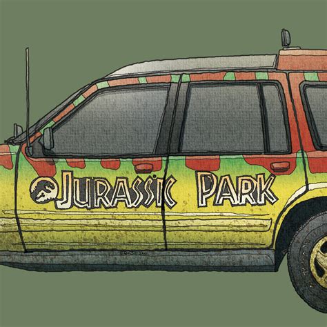 The Cars of Jurassic Park Poster - Etsy