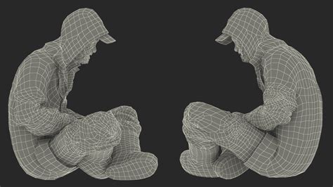 3D Seated Homeless Old Man model | 3D Molier International