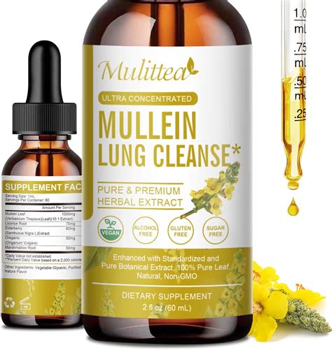 Amazon.com: Mulittea Mullein Drops for Lungs-Herbal Extract Liquid-Mullein Leaf-Non-GMO ...