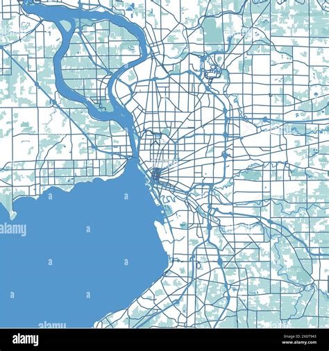 Map of Buffalo in New York in blue. Contains layered vector with roads ...