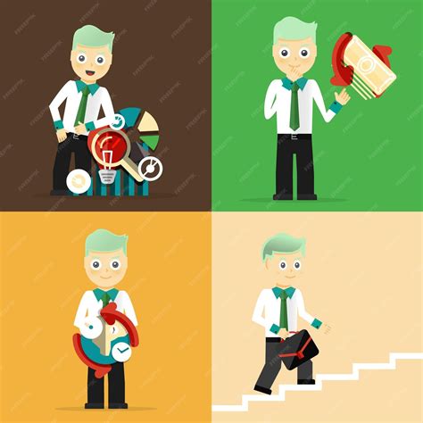 Premium Vector | Set of businessman pose character concepts