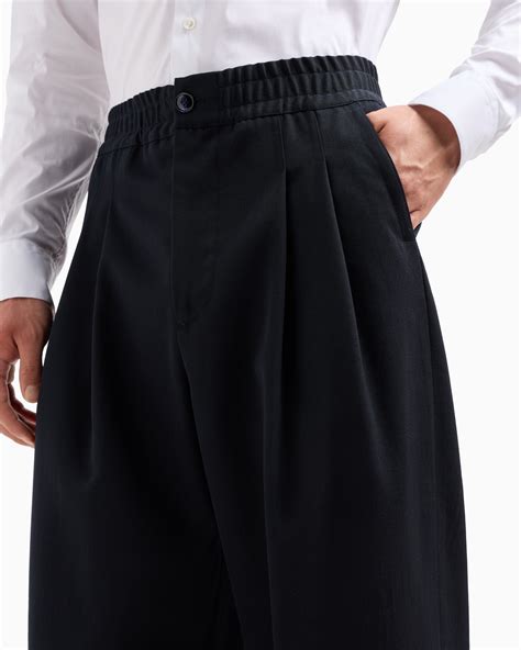 Double-pleat trousers in virgin wool | Giorgio Armani