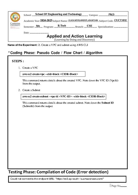 Lab 2 - Create a VPC and Subnet Using AWS CLI for CUCT1032 - Studocu