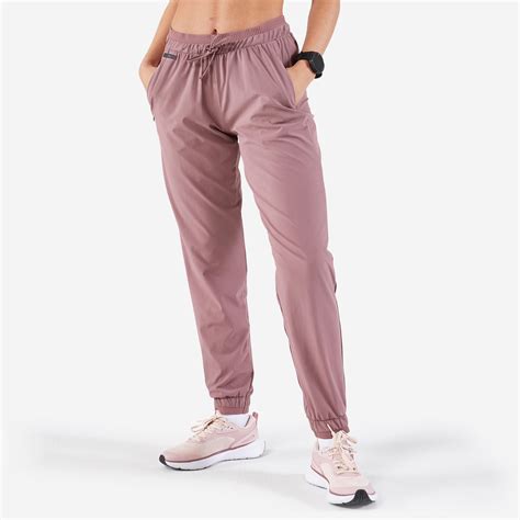 Women Running Trackpants, Lightweight and Quick Dry - Taupe Pink