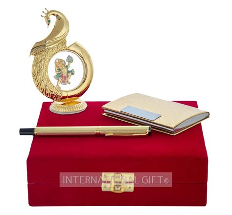 INTERNATIONAL GIFT® Golden Ball Pen with Visiting Card Holder with Key ...