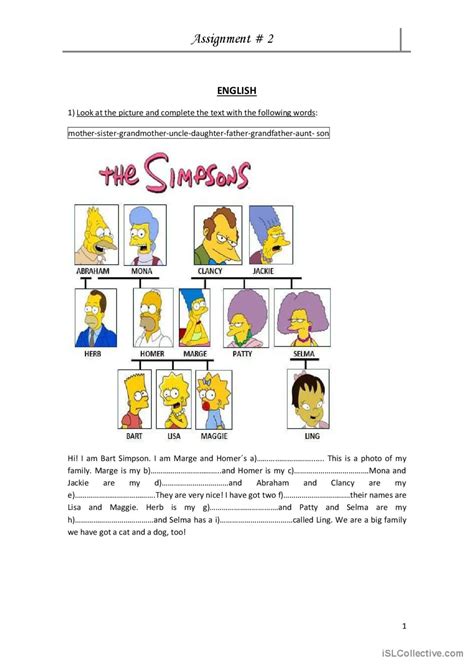FAMILY ACTIVITY with the SIMPSONS: English ESL worksheets pdf & doc
