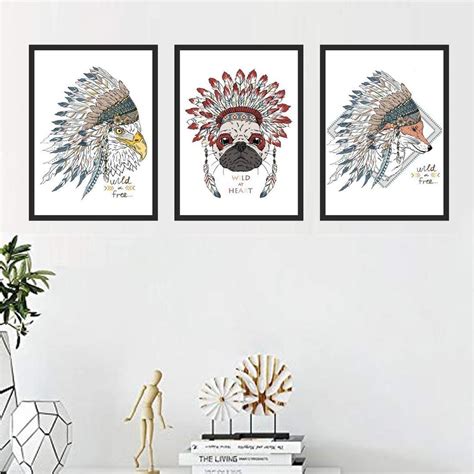 Go Hooked Digital Wall Painting - Black Frame, Set of 3, Wall Hanging ...