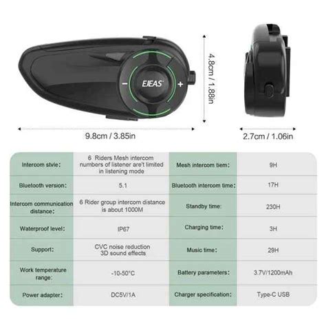 Ejeas Vnetphone Q8 Mesh Intercom – Bluetooth Motorcycle Communication ...