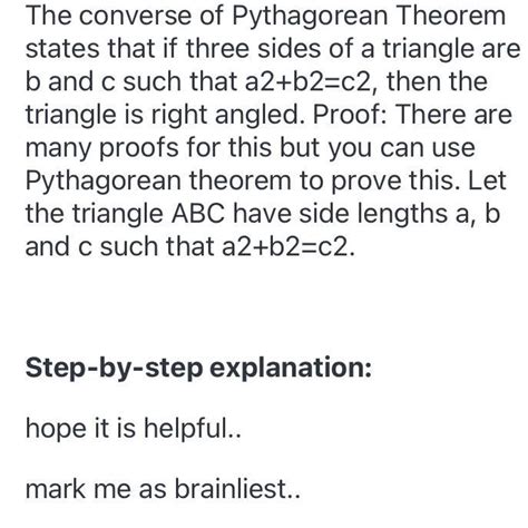 For any right triangle, the side lengths of the triangle can be put in ...