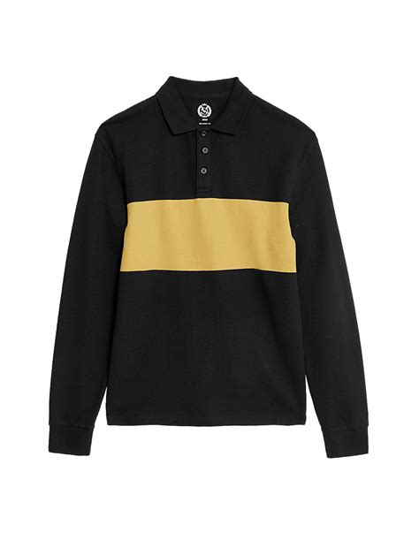 Buy LS CHEST STRIPE PIQUE POLO at Marks & Spencer