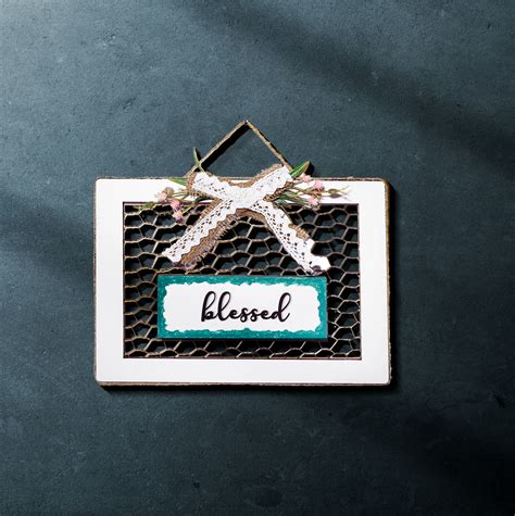 Blessed Knitted 3D Wooden Wall Art With Wire Mesh & Bow – Chalk My Theme