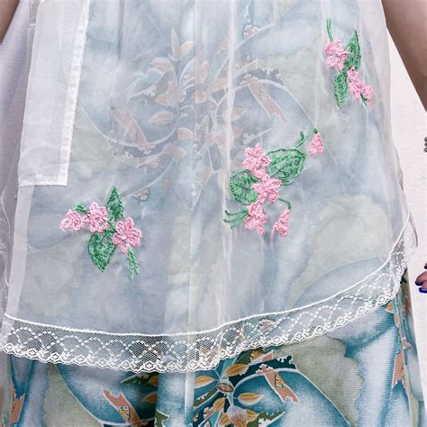 50s flower embroidery sheer apron | LEMON