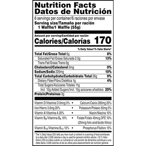 Kellogg's Eggo Waffles Nutrition Facts at August Wiest blog