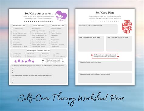 Self-care Therapy Worksheet Pair, Counselling Template, Anxiety ...