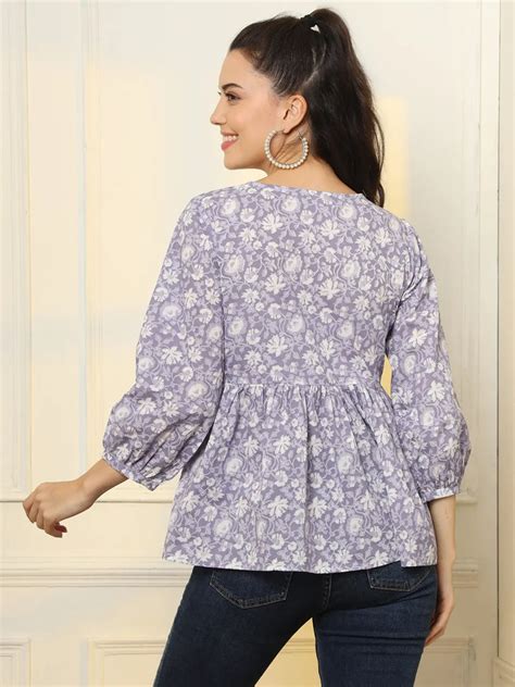 Cotton Purple Peplum Style Top – Yufta Store