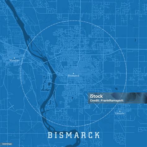 Bismarck Nd City Vector Road Map Blue Text Stock Illustration ...