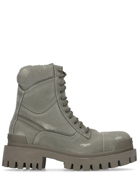 BALENCIAGA - Strike Cotton Canvas Combat Boots Balenciaga
