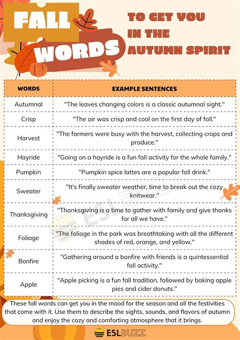 Fall Words Autumn Word Wall