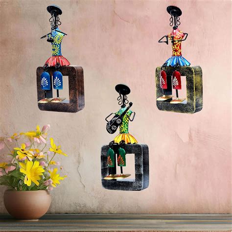 KRAFTSKALA Musician Dolls Wall Hanging Metal Showpieces Handmade Iron ...