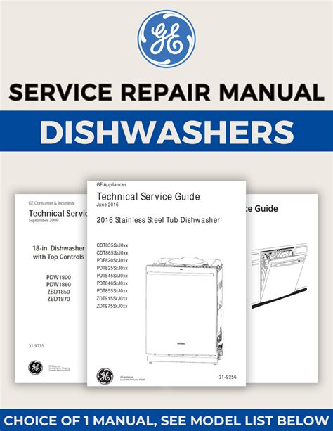 Repair Manual: General Electric Dishwashers (Choice of 1 manual, see ...