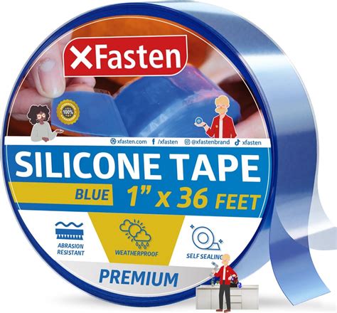 XFasten Self Fusing Silicone Tape for Plumbing Blue 1" X 36-Foot Non-Adhesive Leak Seal Tape ...