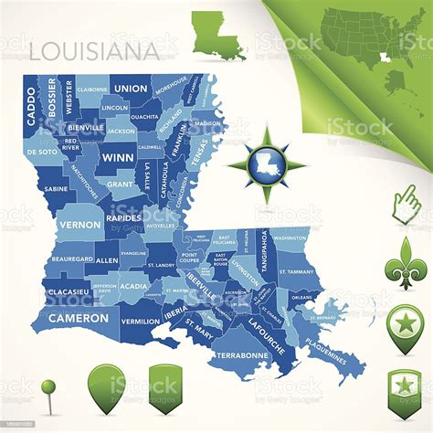 Louisiana Parish Map Stock Illustration - Download Image Now ...