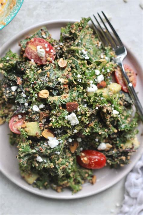 Summer Quinoa Kale Salad with Tahini Dressing - Hummusapien
