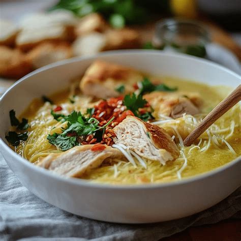 Delicious Easy Thai Chicken Rice Noodle Soup Recipe - bellieskitchen