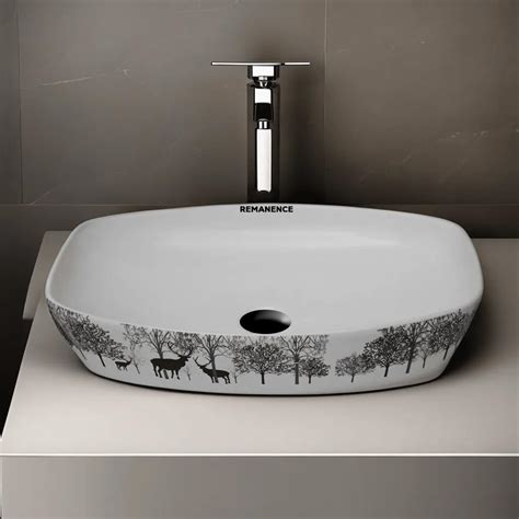 REMANENCE Designer Ceramic Table Top Sink Basin for Bathroom | Over ...
