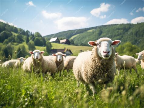 Premium AI Image | Sheep in a pasture