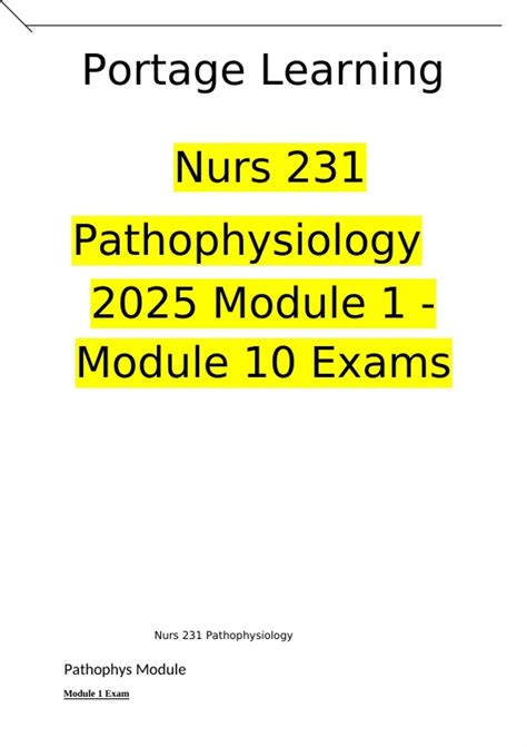 Portage Learning Nurs 231 Pathophysiology 2025 Module 1 - Module 10 ...