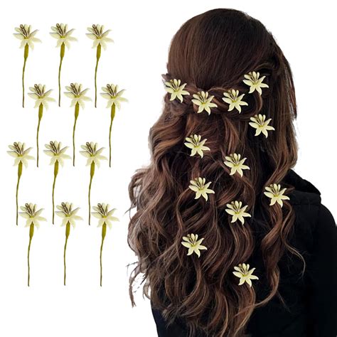 Hair Flare Artificial Lily Flower with Abundance of Petals Hair Pin ...