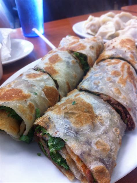 101 noodle express:Taiwanese onion pancake wraps with beef