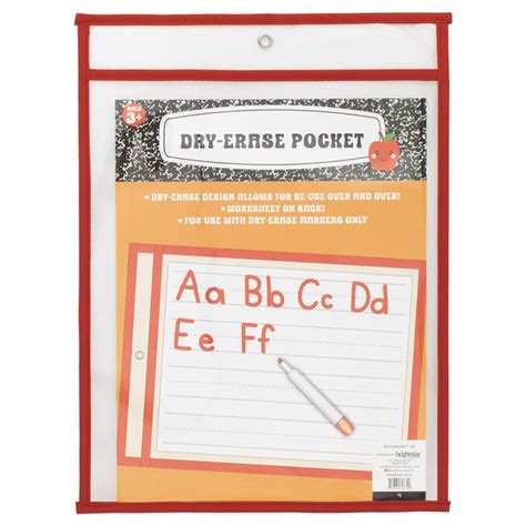 BrightStar-Products Back to School Dry Erase Pocket - Red (1 each ...
