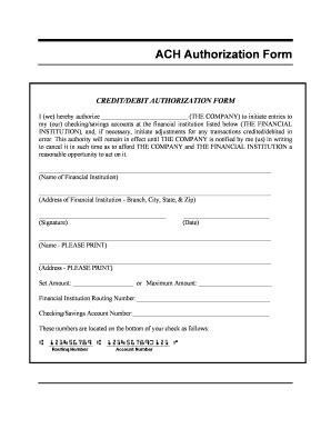 Ach Authorization Form - Fill and Sign Printable Template Online