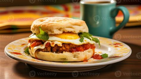 AI Generative of the English muffin huevos rancheros breakfast sandwich ...