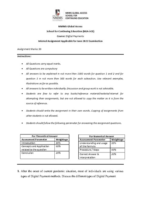 Digital Payments - Assignment June 2022 z Dutuv Ah Ez - NMIMS Global ...