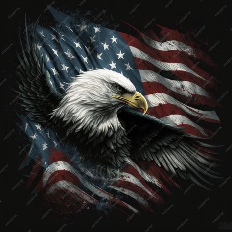 Premium Photo | Eagle and USA flag national poster American Bald Eagle ...