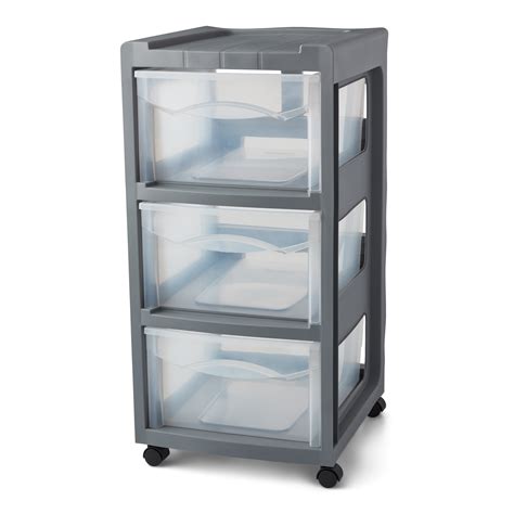 Mainstays Medium 3-Drawer Gray Plastic Storage Cart - Walmart.com