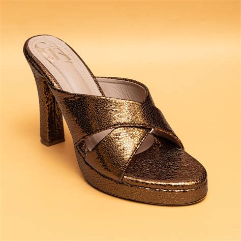 Buy Dapper Feet Criss Cross Bronze Sandal Heels Online