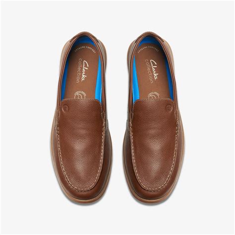 Mens Flexway Step Light Brown Leather Loafer Slip On Shoes | Clarks
