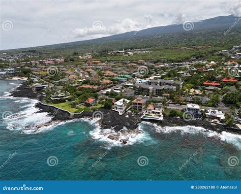 Kailua-Kona Big Island Hawaii Tropical Aerial Coast Stock Photo - Image ...