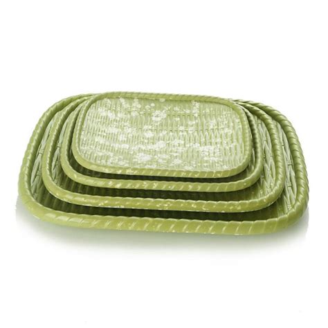 ⚡️Buy Maxbell Rattan Serving Tray Fruit Dessert Cake Platter Tea Coffee ...