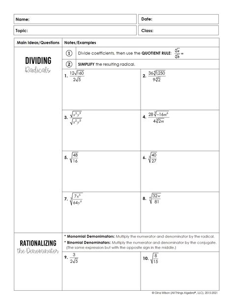 Algebra 2 Unit 6: Radical Functions - All Things Algebra®