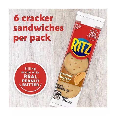 Buy RITZ Peanut Butter Cracker Sandwiches Family Size, 1.38 oz, 16 ct ...
