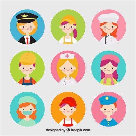 Prachtig pakje banen avatars | Gratis Vector