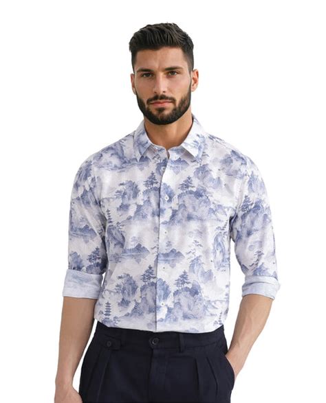 Buy Yashi - Off White Regular Fit Abstract Print Shirt| Rare Rabbit