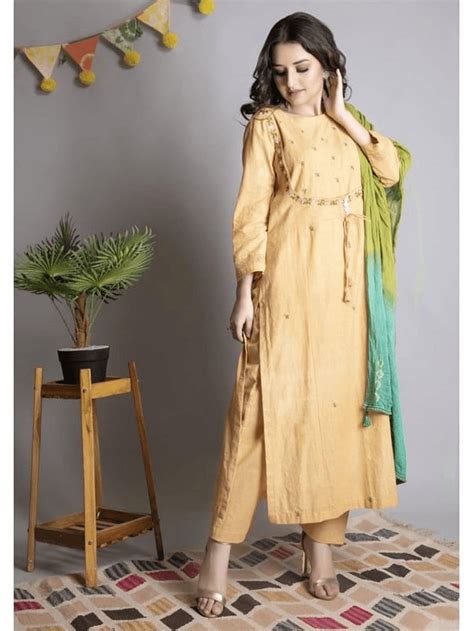 Women Chikankari Kurta Set - Yellow - Chikankari Kurta Set Women ...