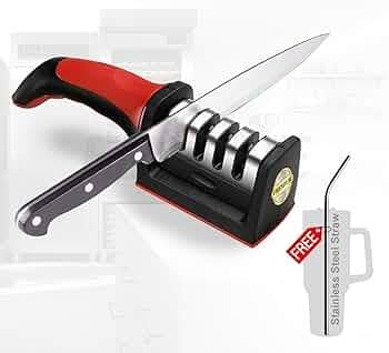 Empune Kitchen Knife Sharpener | Free Stainless Steel Straw | 3-Stage ...